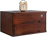Wooden Desktop Storage Box with 2 Lockable Drawers, File CabinetDesktop Data Cabinet, Can Store A4 Paper, Magazines, Documents and Documents (Color : B, Size : 40×28×22cm)