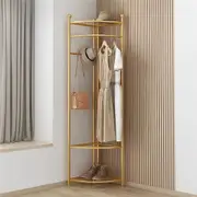 FIN Strong Corner Coat Stand Rack Free Standing Hall Tree with Storage Shelf & Hooks