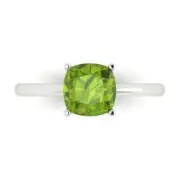 2.0 ct Cushion Cut Natural Peridot Wedding Bridal Promise Ring 14k White Gold