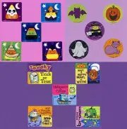 15 Halloween Assorted Large Stickers - Ghost, Cat, Bat, Candy Corn, Monster