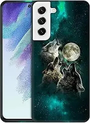 [GlamCase] for Samsung Galaxy S21 FE 5G, Galaxy S21 FE 5G Case - Moon Wolf Face Design Printed Slim & Sleek Cute Hard Plastic Protective Designer Back Phone Case/Cover for Samsung S21 FE 5G