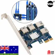 SSU PCI-E 1x Slot 1 to 4 Extension Card for Riser Card ETH Crypto Coin Mining