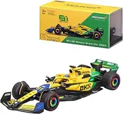 [Bburago] Formula 1 McLaren Team MCL38 Senna Version (Monaco GP) (2024): Model Car in 1:43 Scale, Special Model, with Driver #81 Oscar Piastri, Hard Case, 12.5 cm, Yellow Green (18-38215P-S)