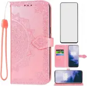 OnePlus 7 Pro Wallet Case and Tempered Glass Screen Protector Flip Card Case