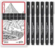 uni-ball PIN Fineliners | Fine Tipped Writing Pens | Water & Fade Resistant Ink | Ideal for Sketching, Scrapbooking, Outlining, Art, Technical Drawing | In Gift Box (Pack of 6, 0.1mm)