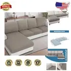 Elegant 4-Piece Taupe Sectional Couch Covers - Stretch Fit & Machine Washable