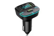 20W Handsfree Bluetooth 5.4 FM Transmitter Car Charger with 2.4A Dual USB Type C Adapter, Wireless MP3 Player, Fast Charging, HandsFree Calls, Car Radio Audio Modulator(Black)