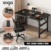 SOGA 120x60x75cm Black Foldable Computer Study Table Easy Assembly Desk No Chair
