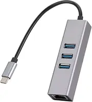 Snblzhef 1000Mbps Ethernet Adapter Hub Type-C toRJ45 4 In1 Hub 3 Ports USB3.0 5Gbps OTG Splitter LAN Network Card forLaptop PC
