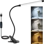 Reading Lights Led Clip on Light,3 Color Modes 10 Brightness USB Desk Lamp 360 °