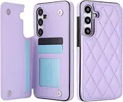Umlovecase for Samsung S25 Plus 5G Phone Case,RFID Card Data Theft Protection,Double Magnetic Back Flip Cover PU Leather Cover for Galaxy S25 Plus 5G Wallet Case-Purple