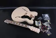 [Generic] White Semi-Hollow Electric Guitar Kit, ES335 Style, 22 Frets, 24.75" Scale, Rosewood Fretboard, Maple Top & Back, H-H Pickups, Right Handed