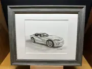 Drawing of a 1997 Dodge Viper Car Graphite Pencil Art Sketch Picture Print