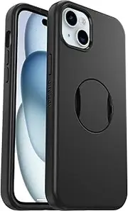 OtterBox OtterGrip Symmetry Case for iPhone 15 Plus/iPhone 14 Plus for MagSafe, Drop Proof, Protective Case with Built-in Grip, 3X Tested to Military Standard, Black