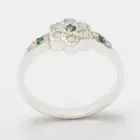 Solid 14k White Gold Natural Emerald & Opal Womens Cluster Ring - Sizes 4 to 12