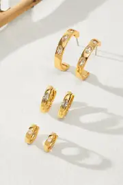 Cupshe Luxe Crystal Gold-Tone Earring Set - Goldenrod,F