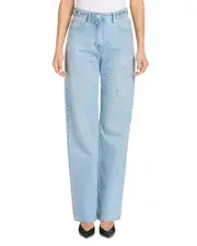 Versace Embroidery Stone Jeans in Light Blue