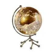 8Inch World Globe,Illuminated World Globe with Metal Stand,Educational Interactive Globe, LED Globe Gold