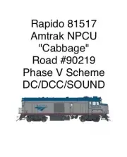Rapido 81517Amtrak NPCU "Cabbage" (DC/DCC/Sound) Amtrak Phase V #90219 HO Scale