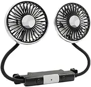 360° Adjustable Car Fan With LED Light USB Dual Head Cooling Air Fan Independent Switch 3-Speed Auto Headrest Fan Fit For Rear Seat