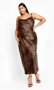 CITY CHIC XS 14 NWT RRP $129.95 ALANI LEOPARD PRINT SLIP DRESS