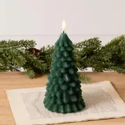 Led green Christmas Tree Candle with Timer - Battery Operated