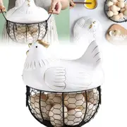 With Cover Hen Egg Basket Iron Chicken Storage Rack Egg Storage