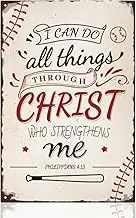 Baseball Wall Decor Vintage Art Sports Retro Metal Tin Sign I Can Do All Things Through Christ Who Strengthens Me Baseball Poster Gifts for Boys Room Wall Decoration 8 x 12 Inch