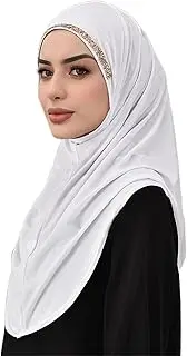 [CaiJianYuLin] Headscarf Women's Hijab Practical Hijab for Women Sports Muslim Headscarf Modern Headscarves Soft Jersey Flexible Scarf Muslim Dress Turkish Premium Prayer Head Scarf Umrah Gift White