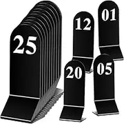 25 Pieces Acrylic Tent Table Numbers 1-25 - Double Sided Black Number Cards for Restaurant, Wedding, Cafes, Banquets - 2.36 x 6.3 Inch