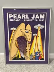 Pearl Jam Chicago, IL 2009 Official Concert Poster Tom Tomorrow In Frame
