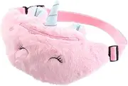 [PRETYZOOM] Pink Girls Plush Pack Unicorn Waist Bag for Kids Plush Belt Bag Small Bum Bag with Adjustable Belt for Children Sport Running Camping Trip