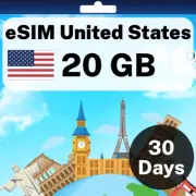 eSIM United States - 20 GB - 30 Days - Travel eSIM | QR code activation