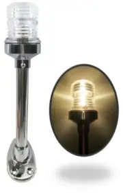 8" Long Marine Stern Light Stainless Steel Tubing BA15D Bulb 12VDC Splashproof