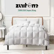ZUNI Goose Down Duvet Quilt 500GSM Duvet Doona Winter Summer Quilt Super King