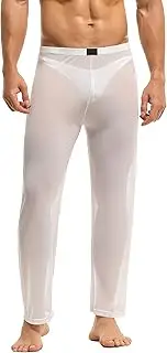 [Bodywear4you] Men's Transparent Mesh Sleepwear Men's Attractive Underwear Nylon Trousers Men's Mesh Transparent Long Trousers Sheer Trousers Men's Trousers Mesh Fabric Made of Finest Tulle Fabric