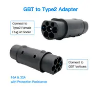 32A 22KW EV Charger Adaptor For GBT to type 2 Charging For Electric Vehicle Connector Type 2 to Type 1 SAE J1772 7.2KW Conventor Type2 to GBT