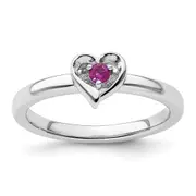 Sterling Silver Stackable Expressions Rhodolite Garnet Heart Ring