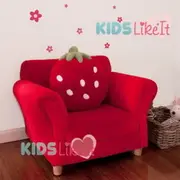 GIRLS Wooden Red Fleece STRAWBERRY SOFA COUCH w-CUSHION