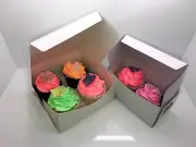 50 of White Folding Cardboard Cake Box / Cupcake / Muffin Boxes 6" x 6" x 3"