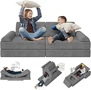 zefinot Modular Kids Play Couch Convertible-Toddler&Kids Sofa,DIY Creative Kids Couch for Playroom,Nursery,10pcs Kids Modular Couch for Play,Imagination& Relaxation