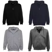 New Men's Zip Up Fleece Lined Hoodie Hooded Basic Plain Jacket Sports Casual Gym