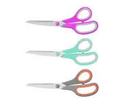 Upgrade 8" Multipurpose Scissors Bulk 3-Pack, Ultra Sharp Blade Shears, Comfort-Grip Handles, Sturdy Sharp Scissors for Office,Right/Left Handed