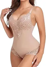 [Bobuco] Lace Shapewear Bodysuit for Women Tummy Control Corset Butt Lifting Shapewear Waist Trainer