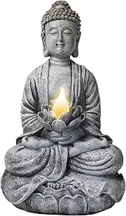 VP Home Zen Buddha Solar Powered Flickering LED Outdoor Decor Garden Light
