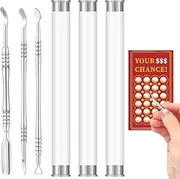 Lasnten 3 Pcs Metal Lottery Ticket Scratcher with Storage Box Lottery Ticket Scratcher Tool Lottery Ticket Holders for Adults Lottery Ticket Roll Stickers Labels Films(Sliver)