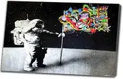 Banksy(Step) Wall Art Painting on Canvas Wall Decorations for Living Room Stretched and Framed Canvas Print Bedroom Wall Pictures Ready to Hang(20x30cm_8x12in,Framed)