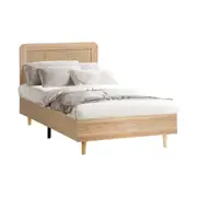 Oikiture Bed Frame King Single Size Wooden Bed Frame Rattan Headboard