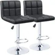 Bar Stools Modern Square Counter Height 22" to 33" PU Leather Swivel Adjustable