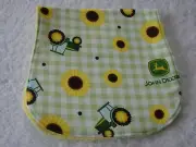 Gingham John Deere White & Green Burp Cloth Cotton Front Towelling Back Handmade